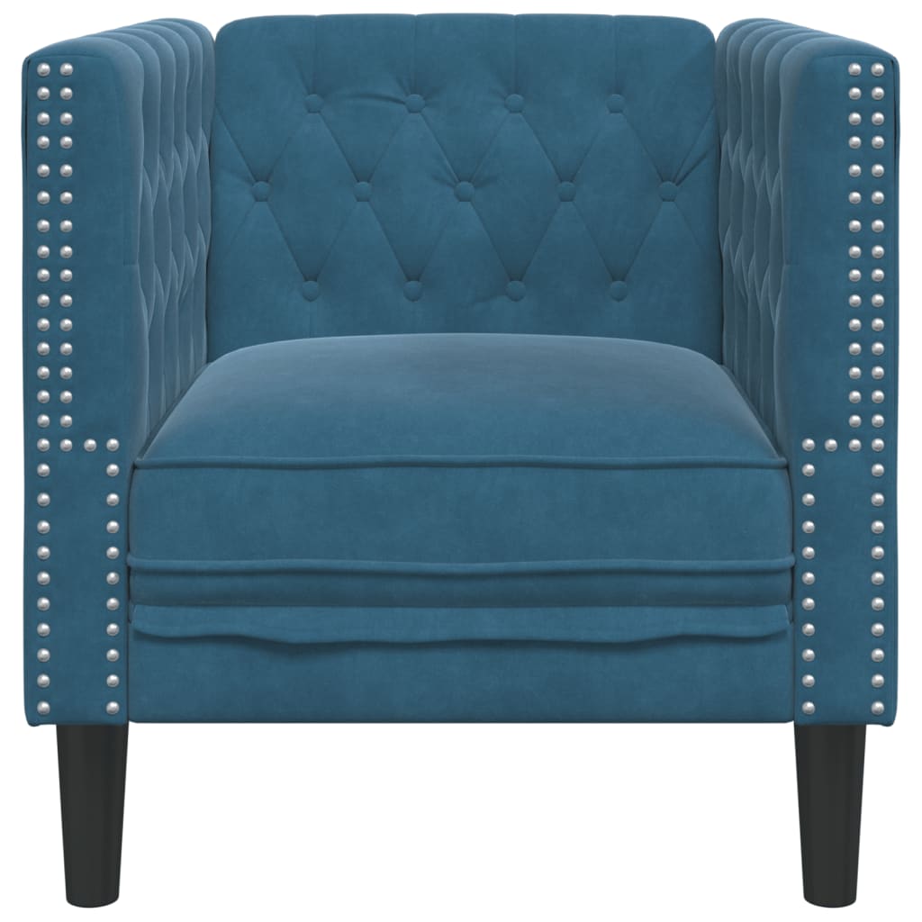 Chesterfield-Sessel Blau Samt