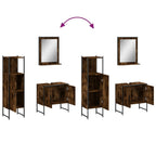3-tlg. Badmöbel-Set Räuchereiche Holzwerkstoff