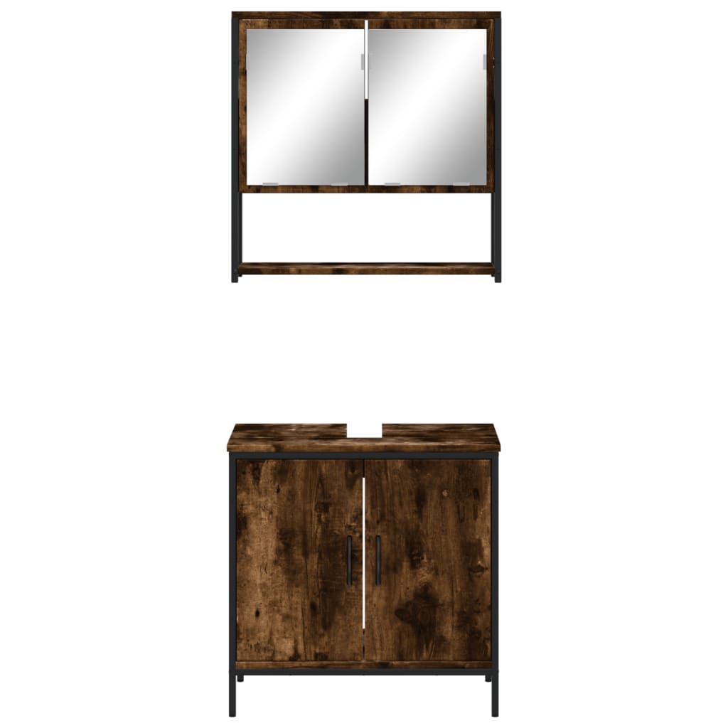 2-tlg. Badmöbel-Set Räuchereiche Holzwerkstoff