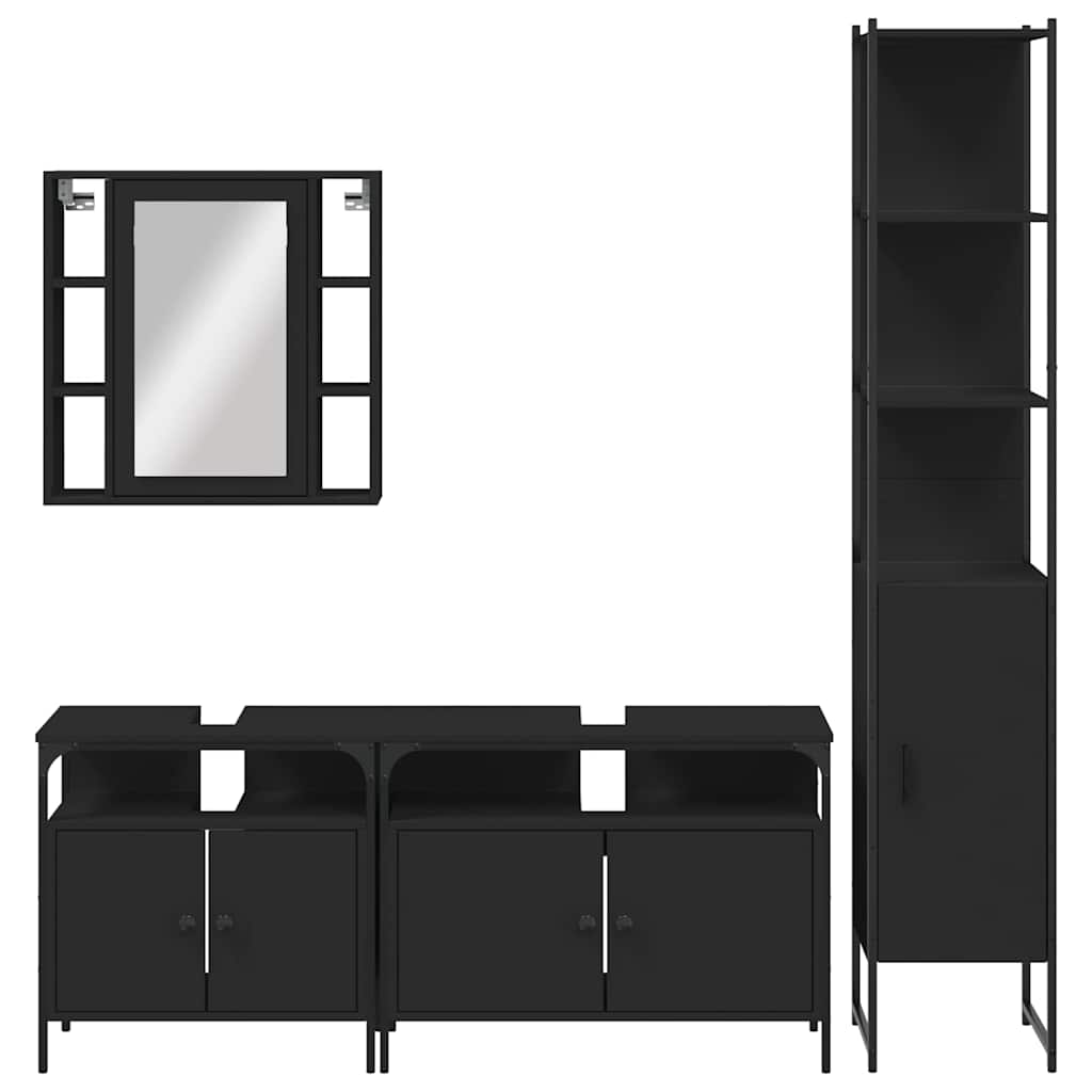 4-tlg. Badmöbel-Set Schwarz Holzwerkstoff