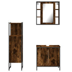 3-tlg. Badmöbel-Set Räuchereiche Holzwerkstoff