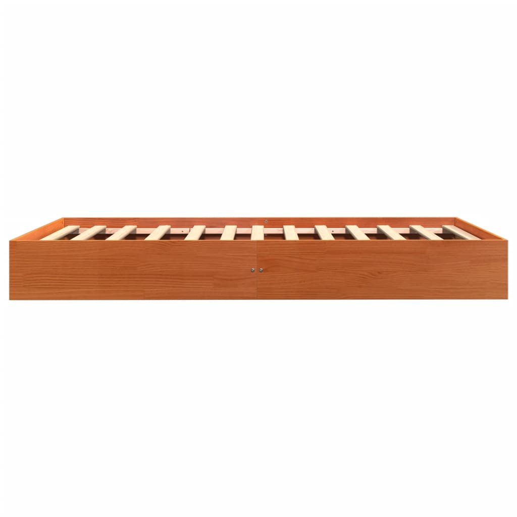 Massivholzbett ohne Matratze Wachsbraun 90x190 cm Kiefernholz