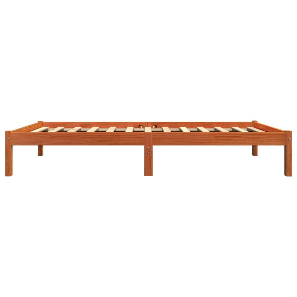 Massivholzbett ohne Matratze Wachsbraun 90x190 cm Kiefernholz