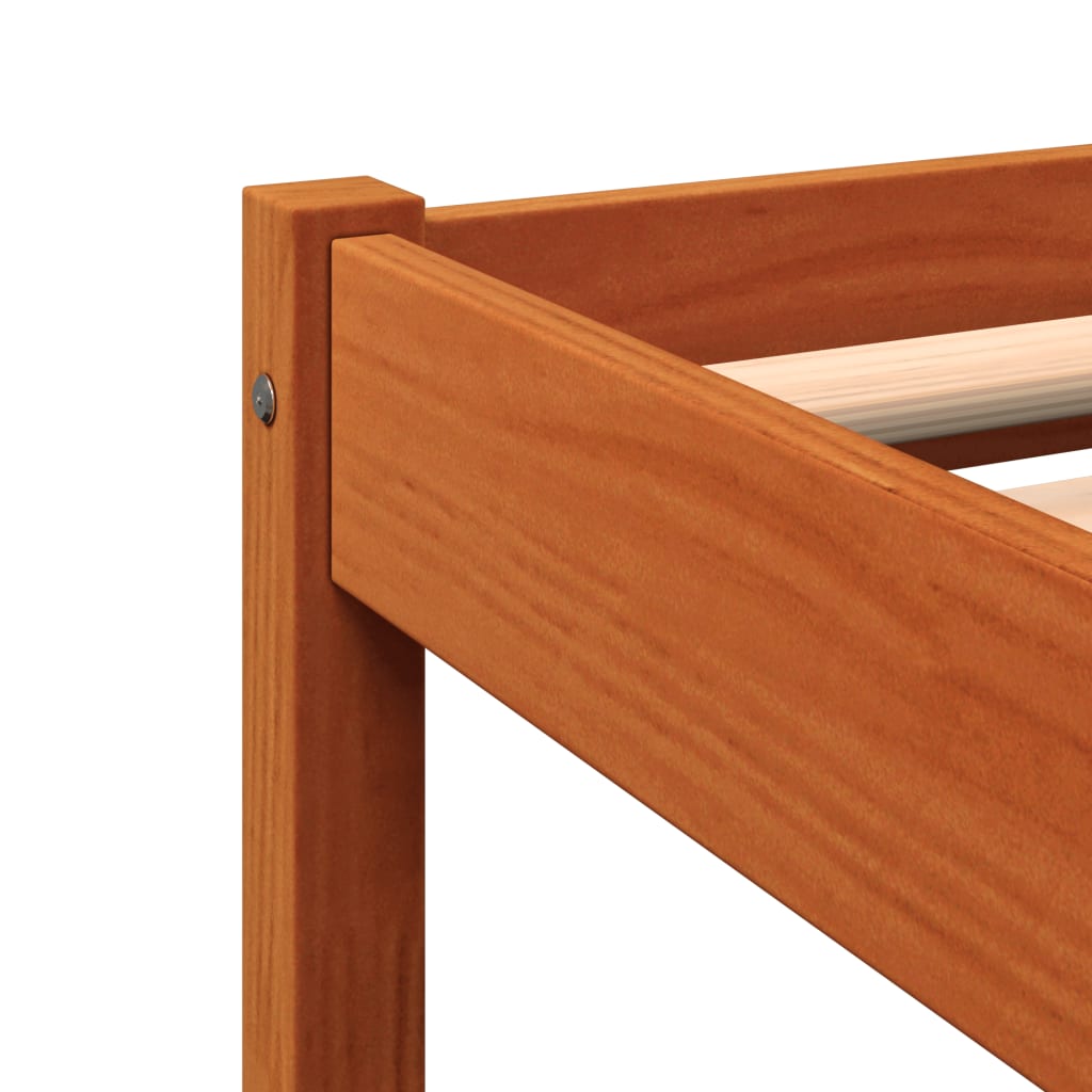 Massivholzbett ohne Matratze Wachsbraun 90x190 cm Kiefernholz