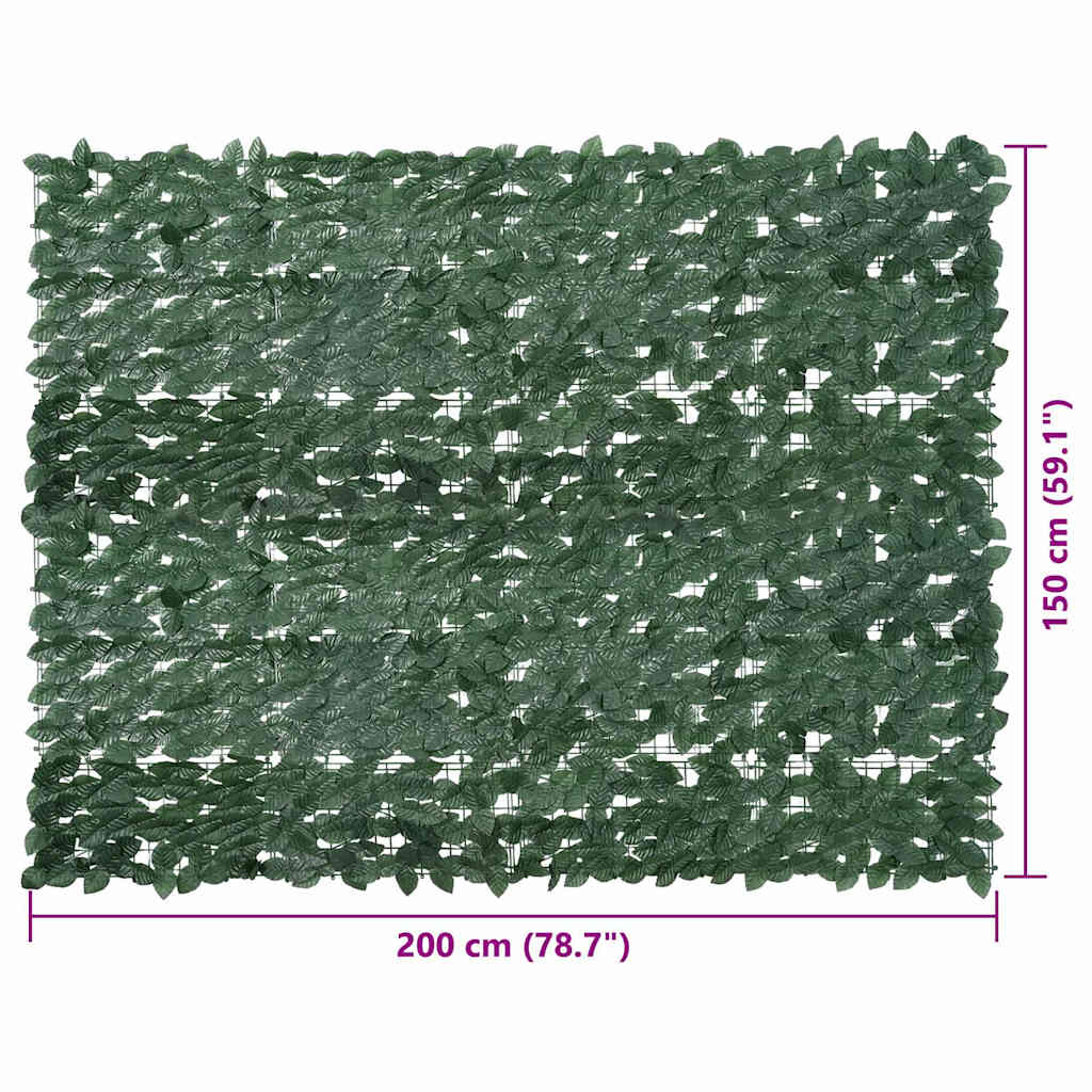 Balkon-Sichtschutz mit Dunkelgrünen Blättern 200x150 cm