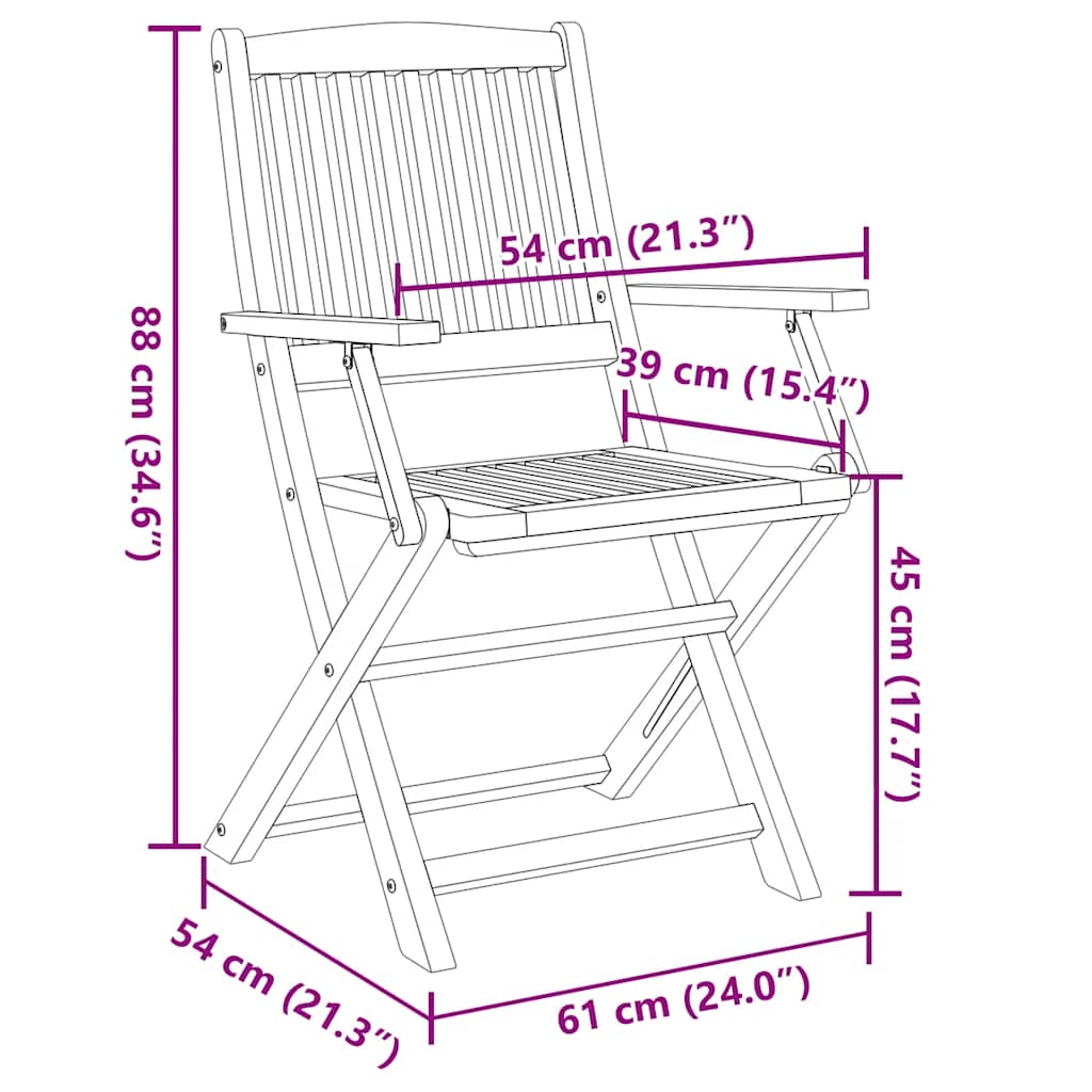 Gartenstühle 6 Stk. Klappbar 54x61x88 cm Massivholz Akazie