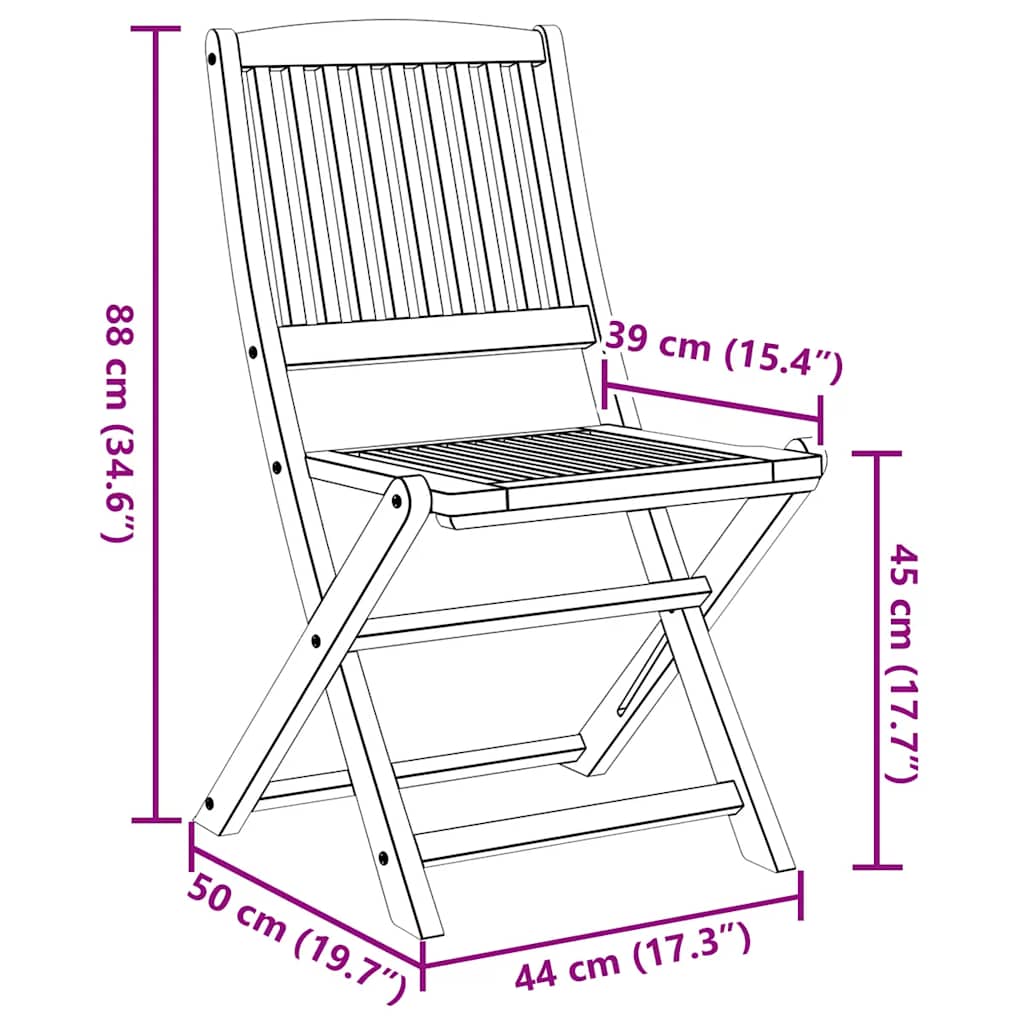 Gartenstühle 8 Stk. Klappbar 44x50x88 cm Massivholz Akazie