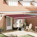 Markise Manuell mit LED Weinrot 400x300 cm