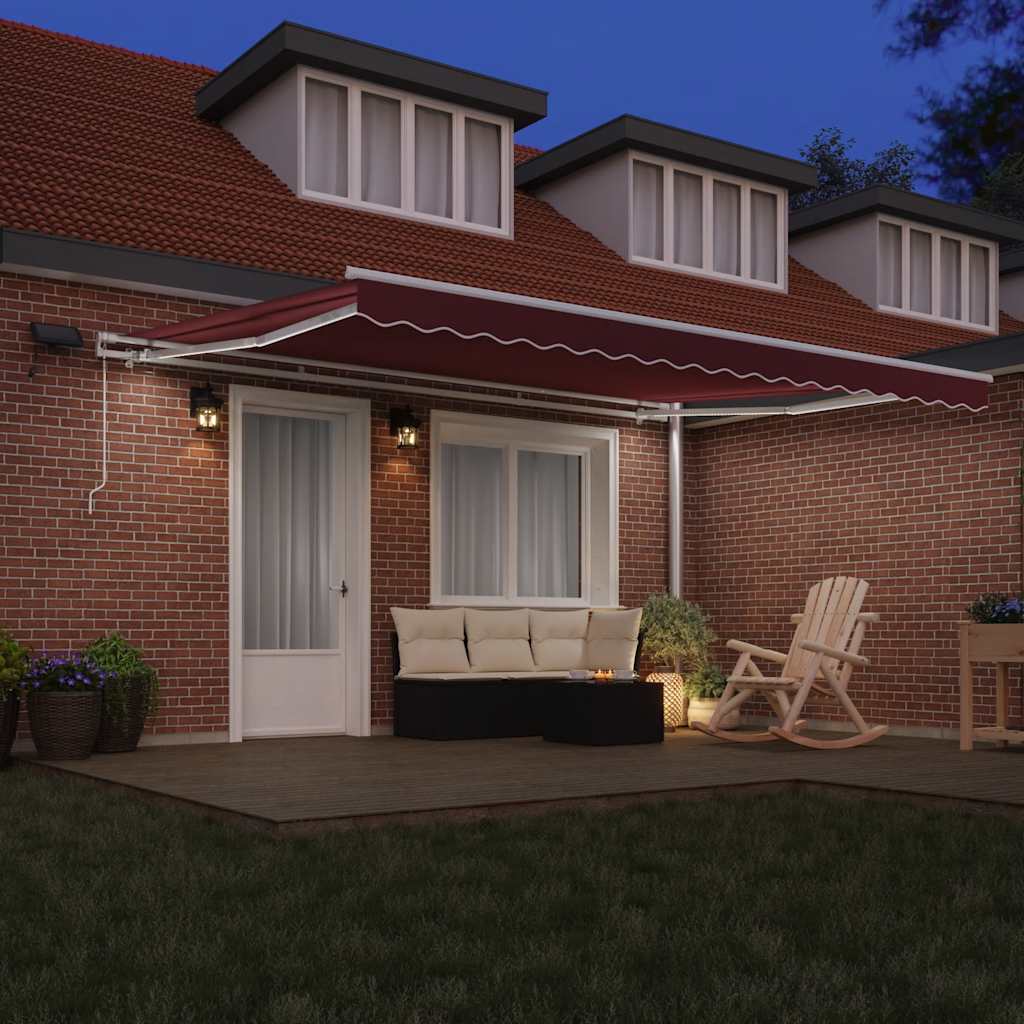 Markise Manuell mit LED Weinrot 450x300 cm