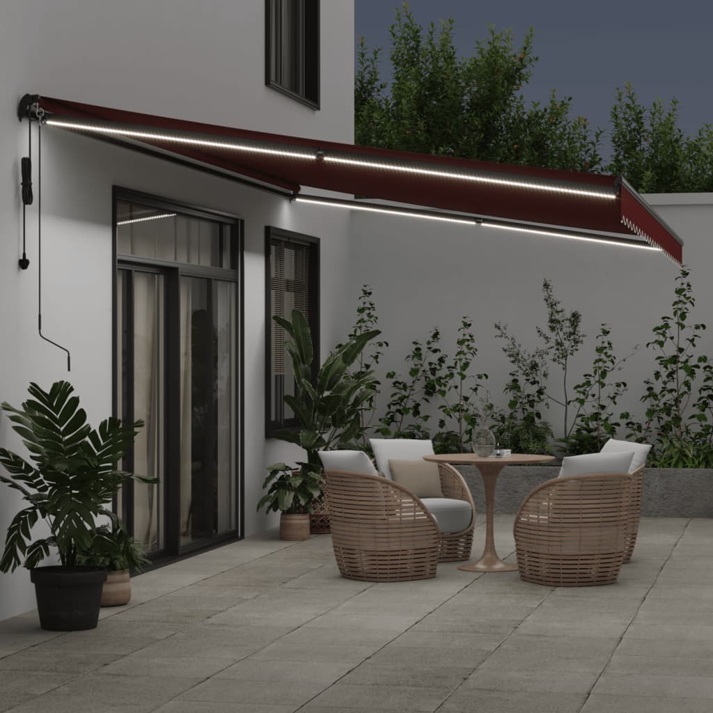 Markise Automatisch mit LED Weinrot 500x350 cm