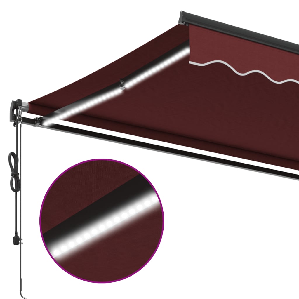 Markise Automatisch mit LED Weinrot 500x350 cm
