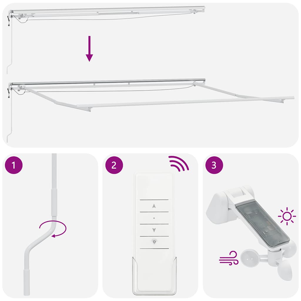 Markise Automatisch mit LED Braun 500x300 cm