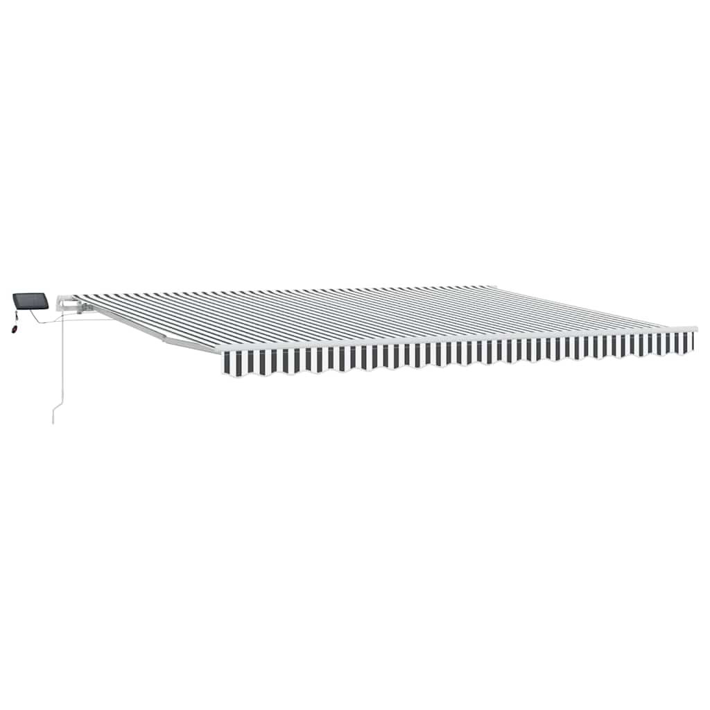 Markise mit LED-Beleuchtung Manuell Anthrazit & Weiß 450x300 cm