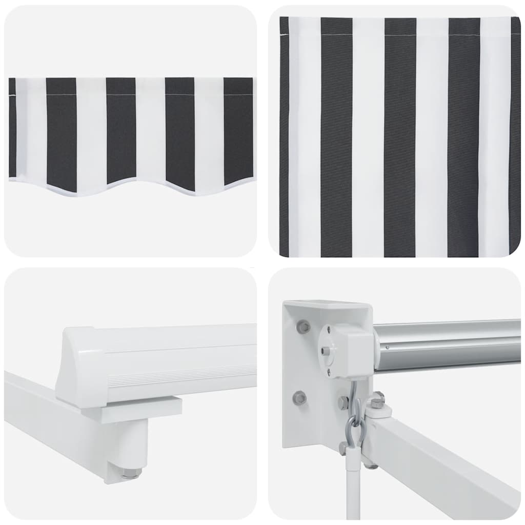 Markise Einziehbar Anthrazit und Weiß 4x3 m Stoff und Aluminium