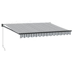 Markise Einziehbar Anthrazit & Weiß 3,5x2,5 m Stoff & Aluminium