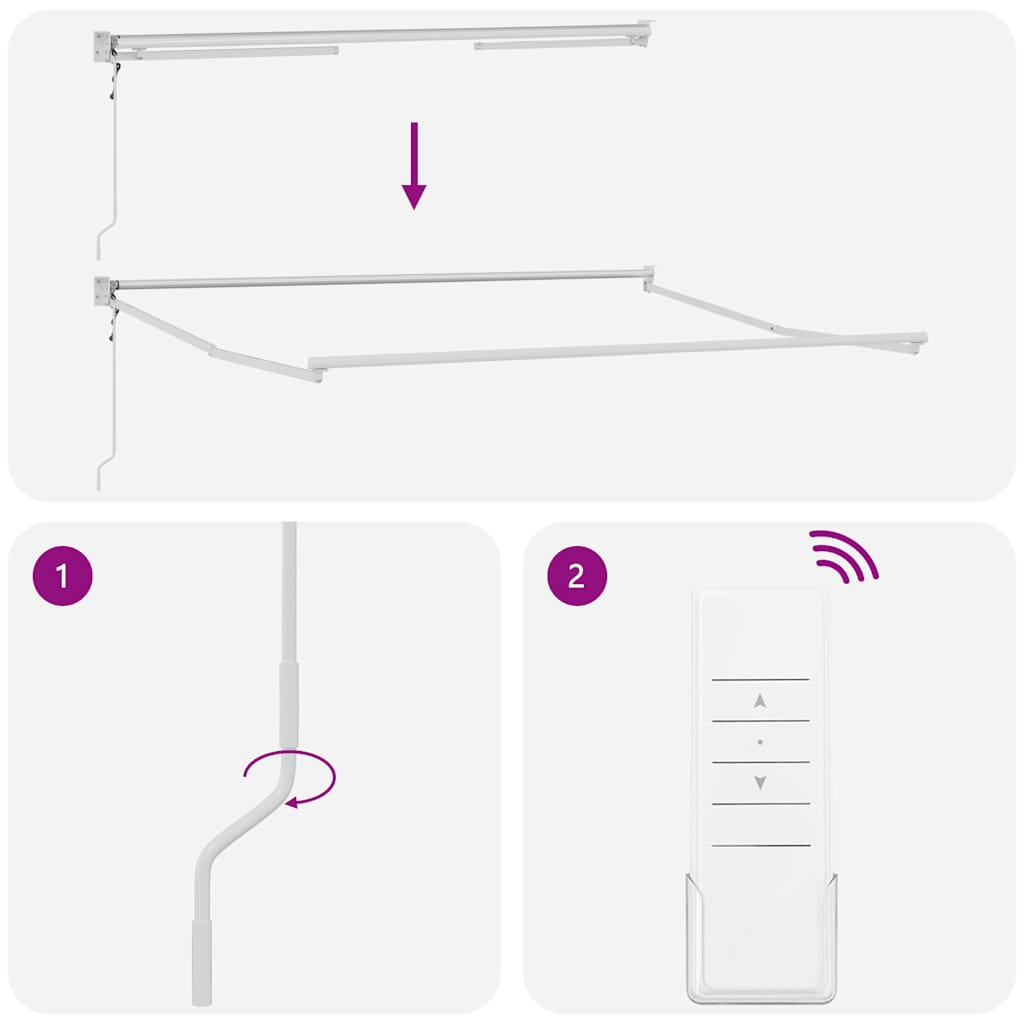 Markise Einziehbar Anthrazit und Weiß 3x2,5 m Stoff & Aluminium