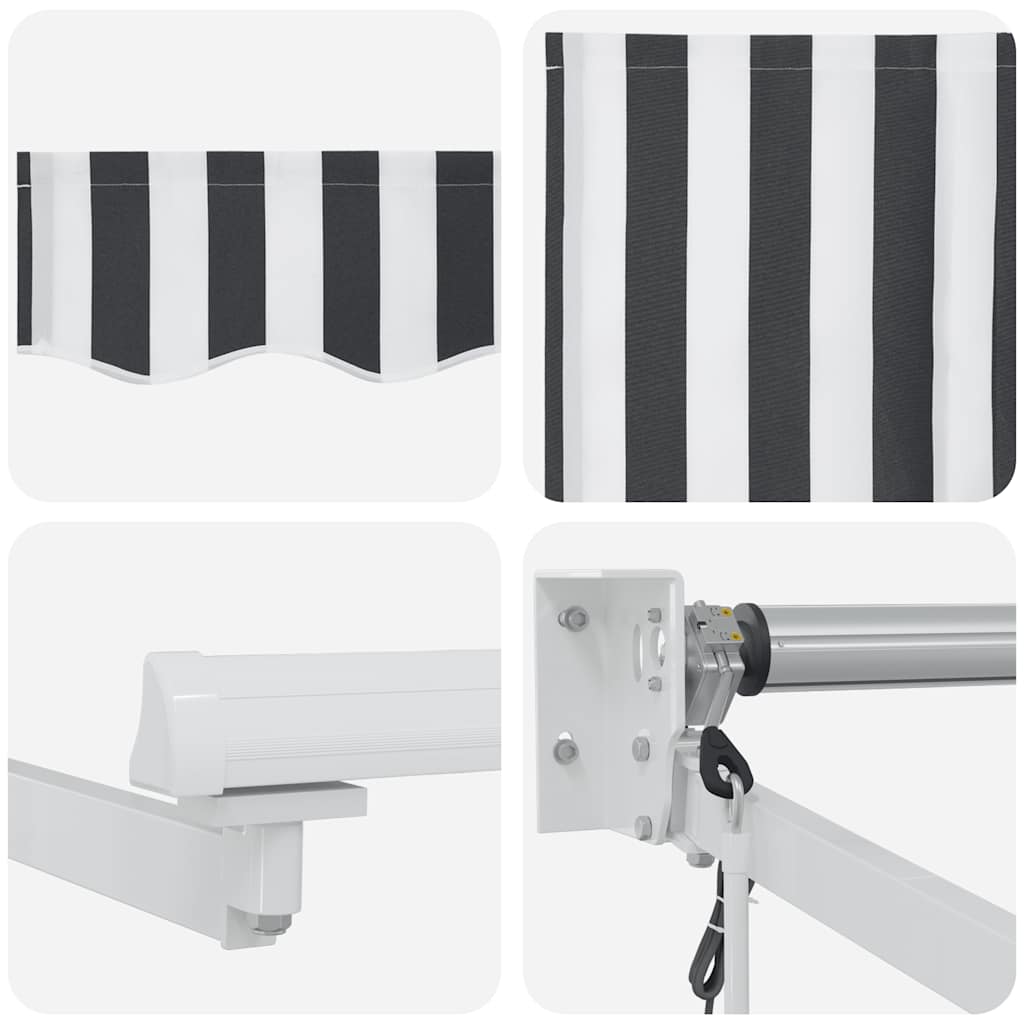 Markise Einziehbar Anthrazit und Weiß 3x2,5 m Stoff & Aluminium