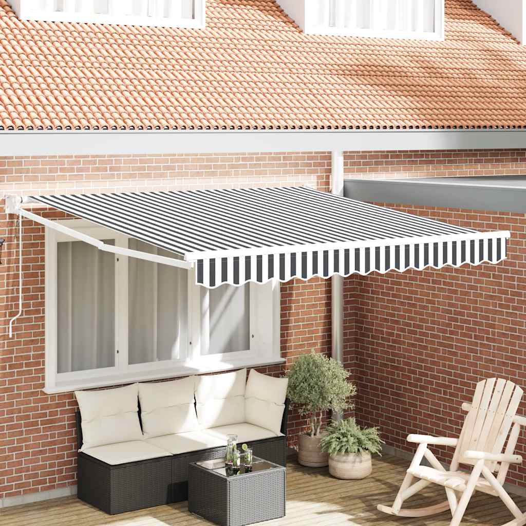 Markise Einziehbar Anthrazit und Weiß 3x2,5 m Stoff & Aluminium