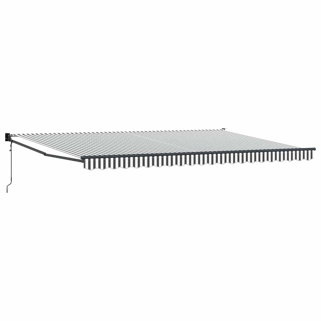 Markise Einziehbar Anthrazit und Weiß 5x3 m Stoff und Aluminium