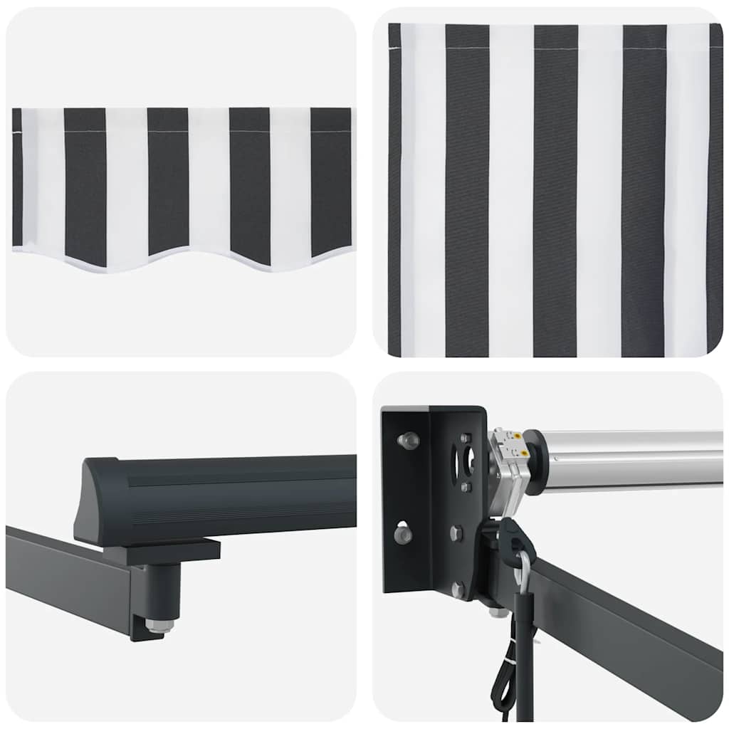 Markise Einziehbar Anthrazit und Weiß 5x3 m Stoff und Aluminium