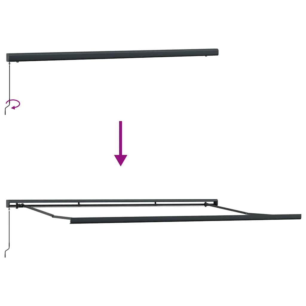Markise Einziehbar Anthrazit und Weiß 5x3 m Stoff und Aluminium