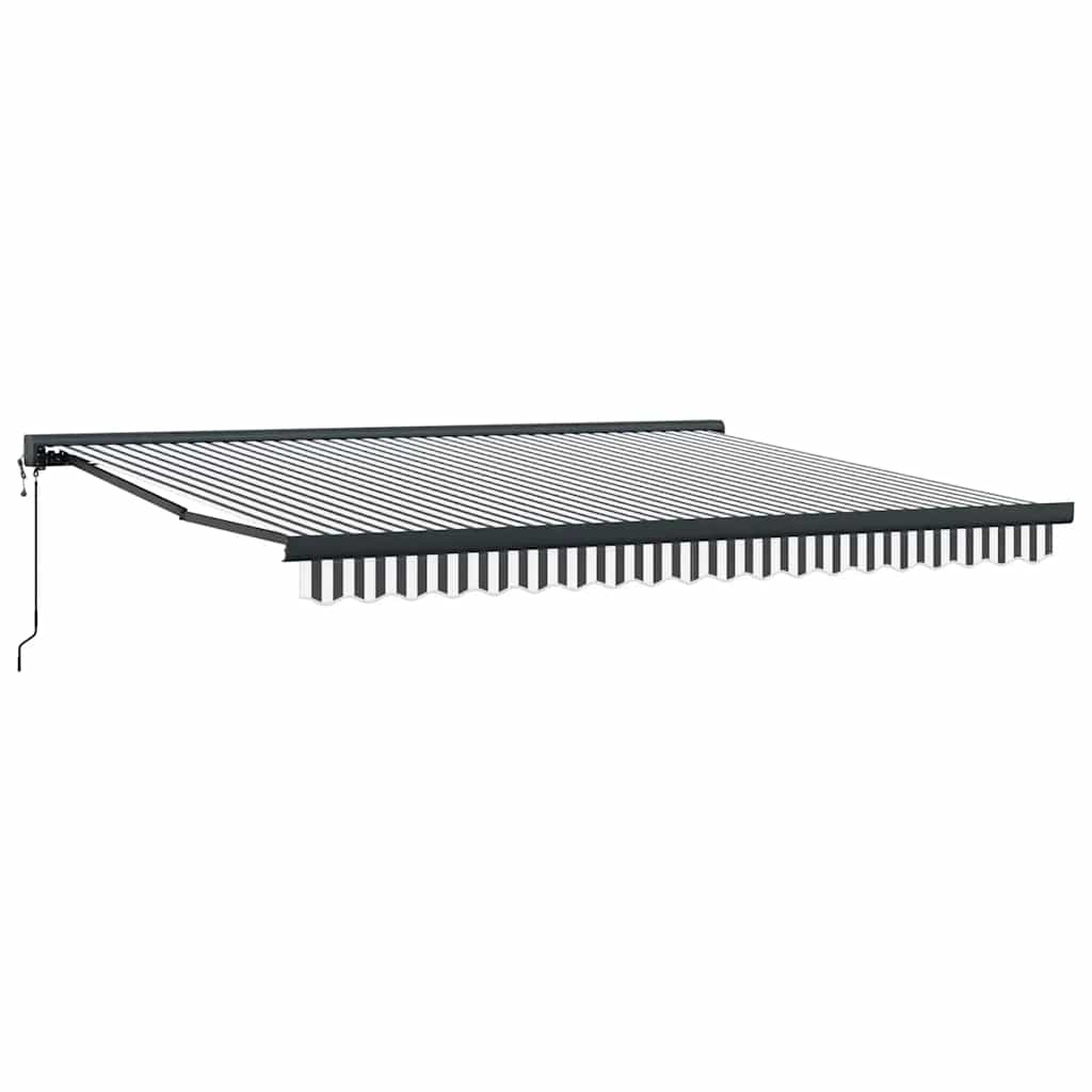 Markise Einziehbar Anthrazit und Weiß 4x3 m Stoff und Aluminium