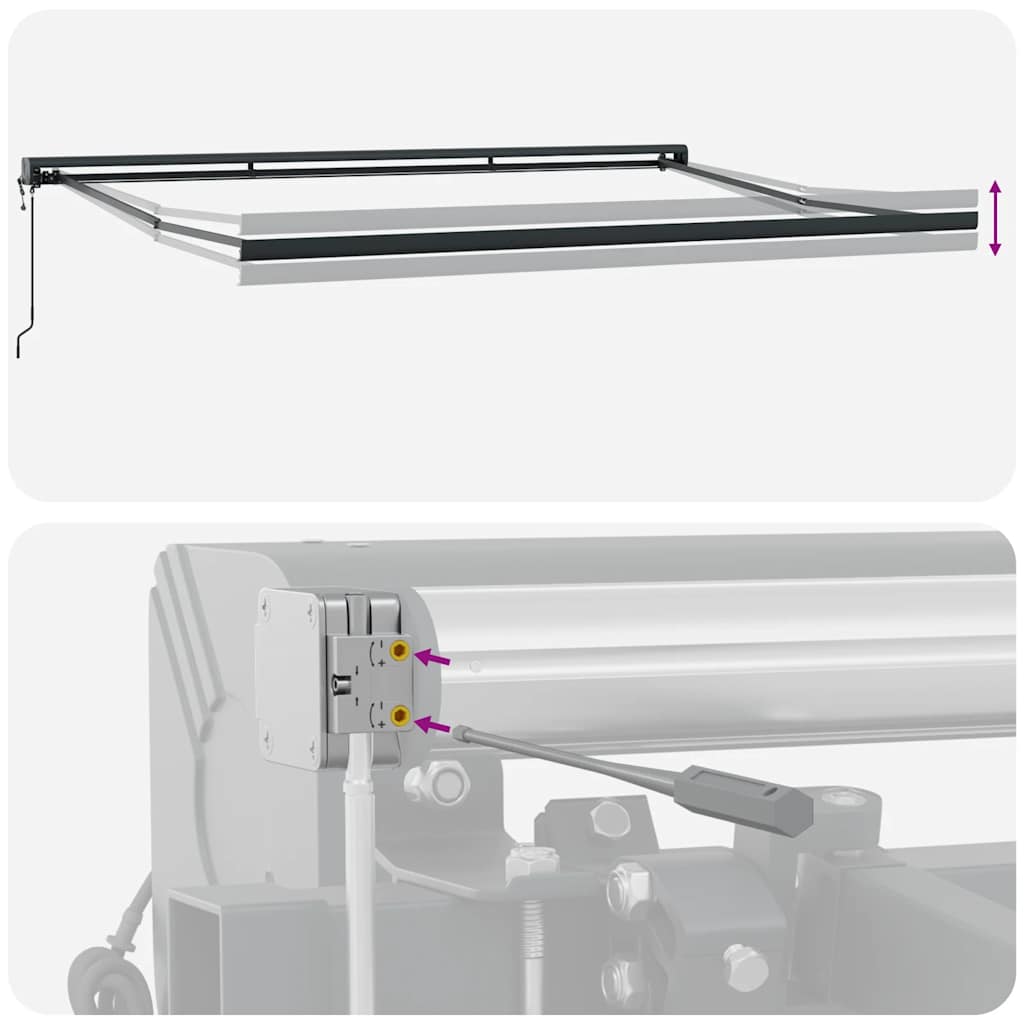 Markise Einziehbar Anthrazit und Weiß 4x3 m Stoff und Aluminium