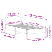 Massivholzbett ohne Matratze Weiß 90x200 cm Kiefernholz