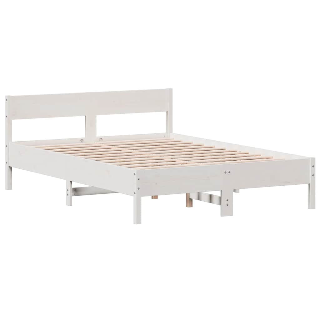 Massivholzbett ohne Matratze Weiß 160x200 Kiefernholz