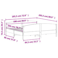 Massivholzbett ohne Matratze Weiß 180x200 cm Kiefernholz