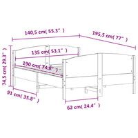 Massivholzbett ohne Matratze 135x190 cm Kiefernholz