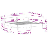 Massivholzbett ohne Matratze Weiß 200x200 cm Kiefernholz