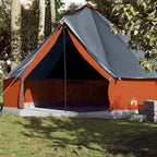 Tipi-Familienzelt 10 Personen Grau und Orange Wasserdicht