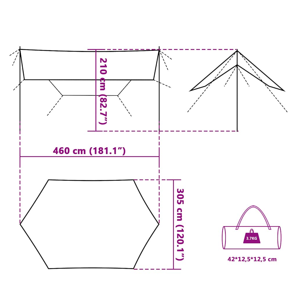 Tarp Grau und Orange 460x305x210 cm Wasserdicht