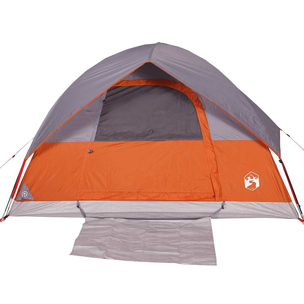 Kuppel-Campingzelt 3 Personen Grau und Orange Wasserdicht