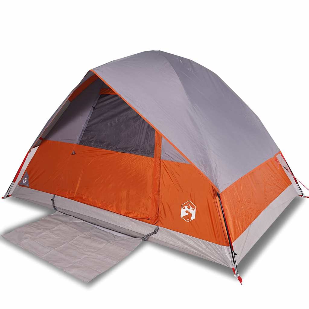 Kuppel-Campingzelt 4 Personen Grau und Orange Wasserdicht