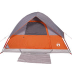 Kuppel-Campingzelt 4 Personen Grau und Orange Wasserdicht