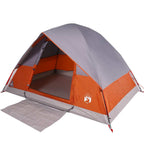 Kuppel-Campingzelt 4 Personen Grau und Orange Wasserdicht
