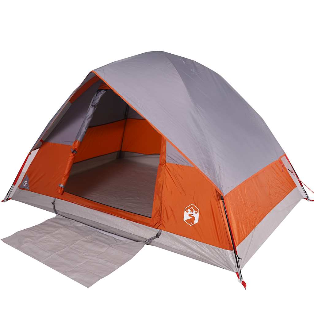 Kuppel-Campingzelt 4 Personen Grau und Orange Wasserdicht