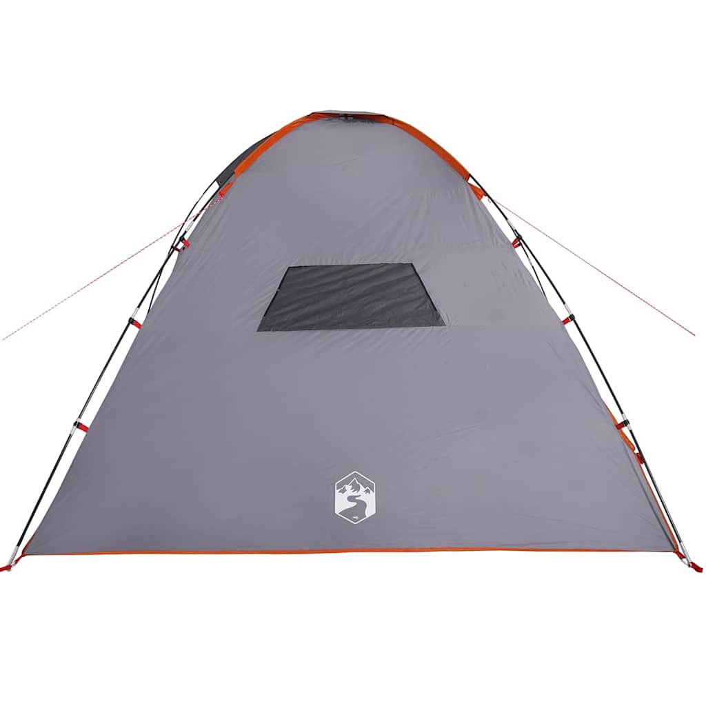 Campingzelt 8 Personen Grau und Orange Wasserdicht