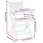 Gartenstühle 2 Stk. Klappbar 54x61x88 cm Massivholz Akazie