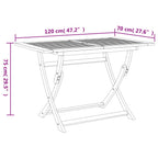 Gartentisch Klappbar 120x70x75 cm Massivholz Akazie
