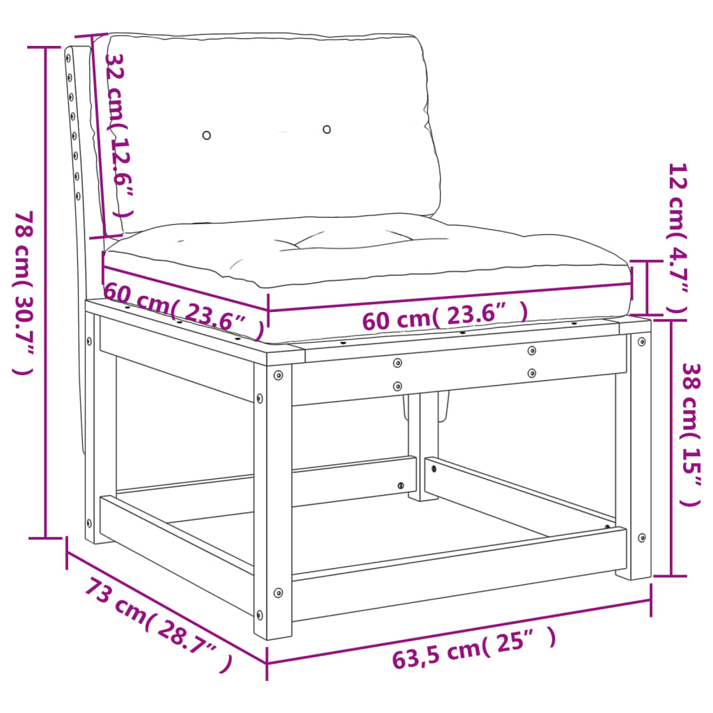 Gartensofa mit Kissen Massivholz Douglasie