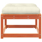 Gartenhocker mit Kissen Wachsbraun Massivholz Kiefer