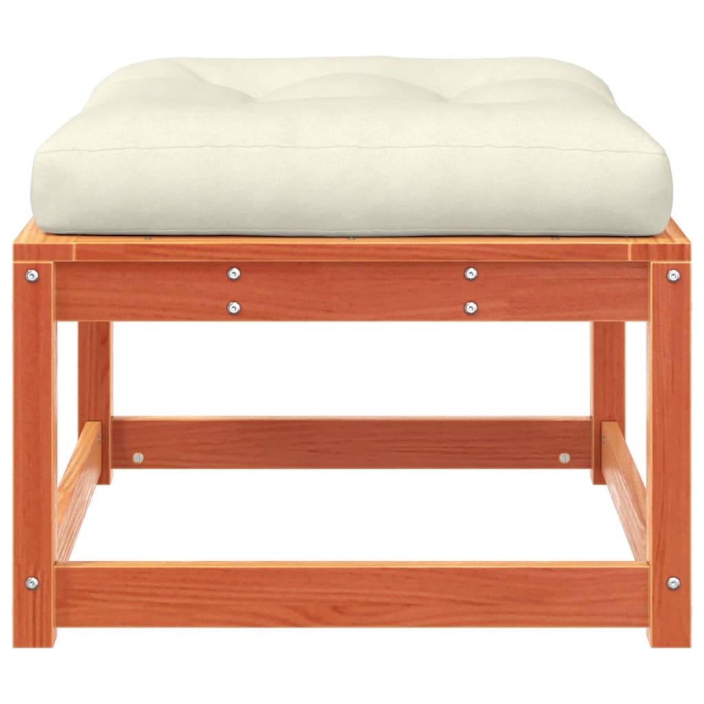 Gartenhocker mit Kissen Wachsbraun Massivholz Kiefer