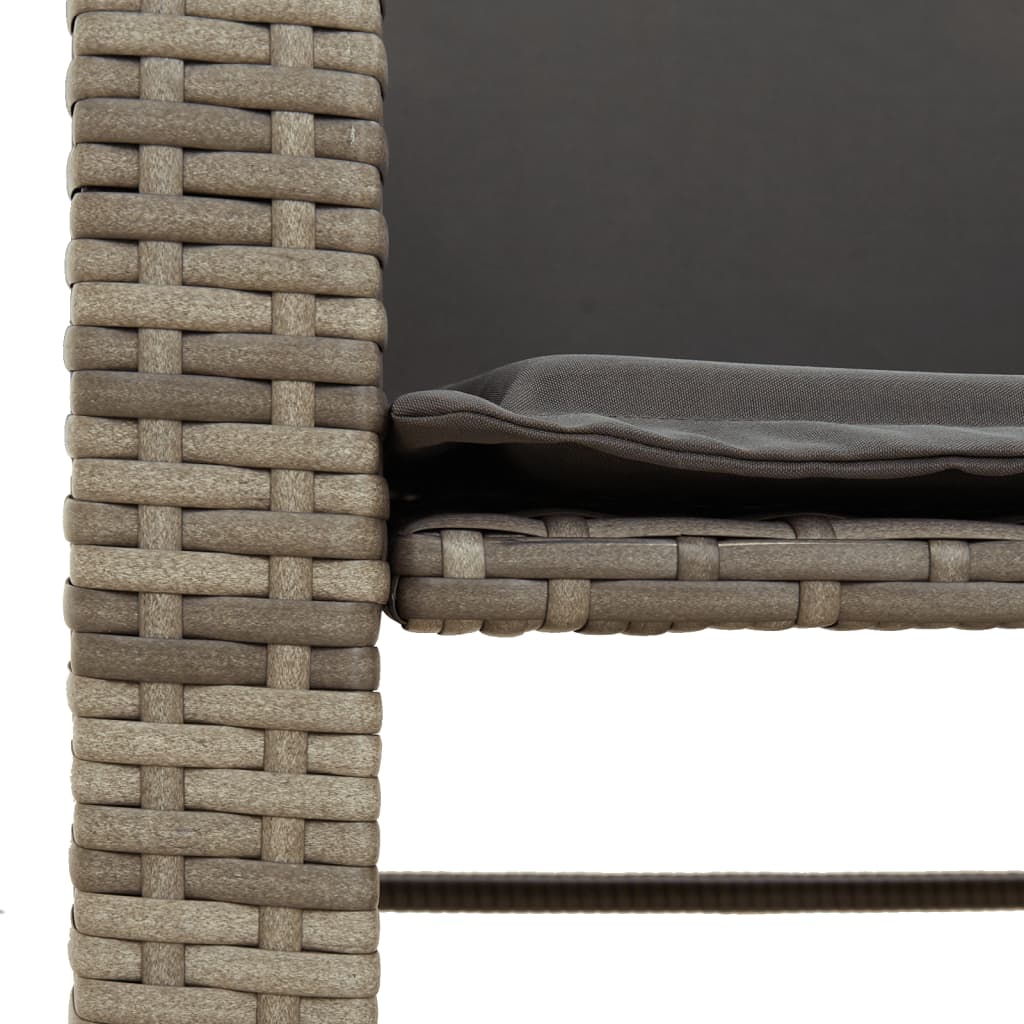 Gartensofa 2-Sitzer mit Tisch und Hockern Grau Poly Rattan