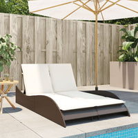 Sonnenliege mit Auflagen Braun 114x205x73 cm Poly Rattan