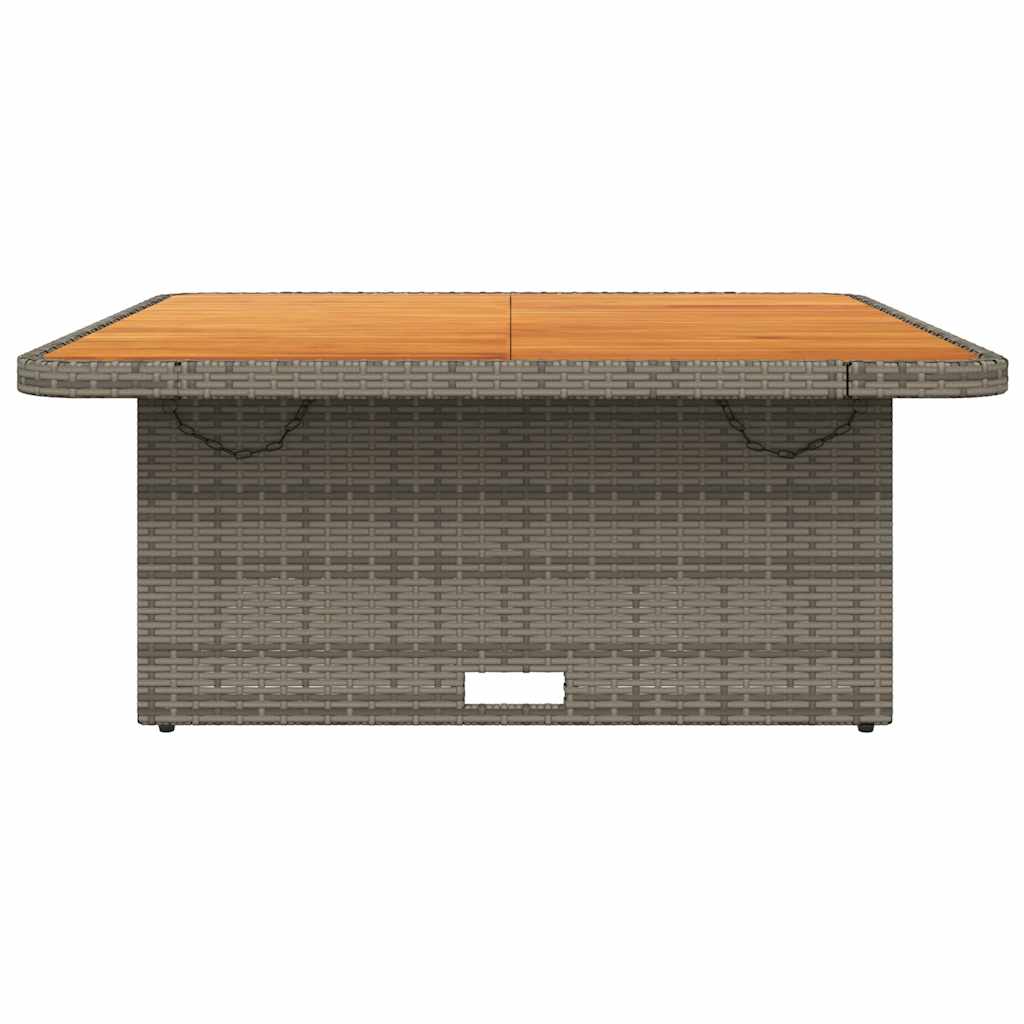 Gartentisch Grau 110x110x71 cm Poly Rattan und Akazienholz