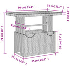 Gartentisch Beige 90x55x71 cm Poly Rattan und Akazienholz