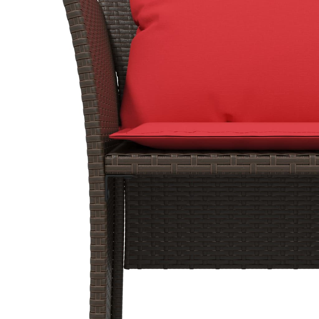 Gartenstuhl mit Fußhocker Braun Poly Rattan
